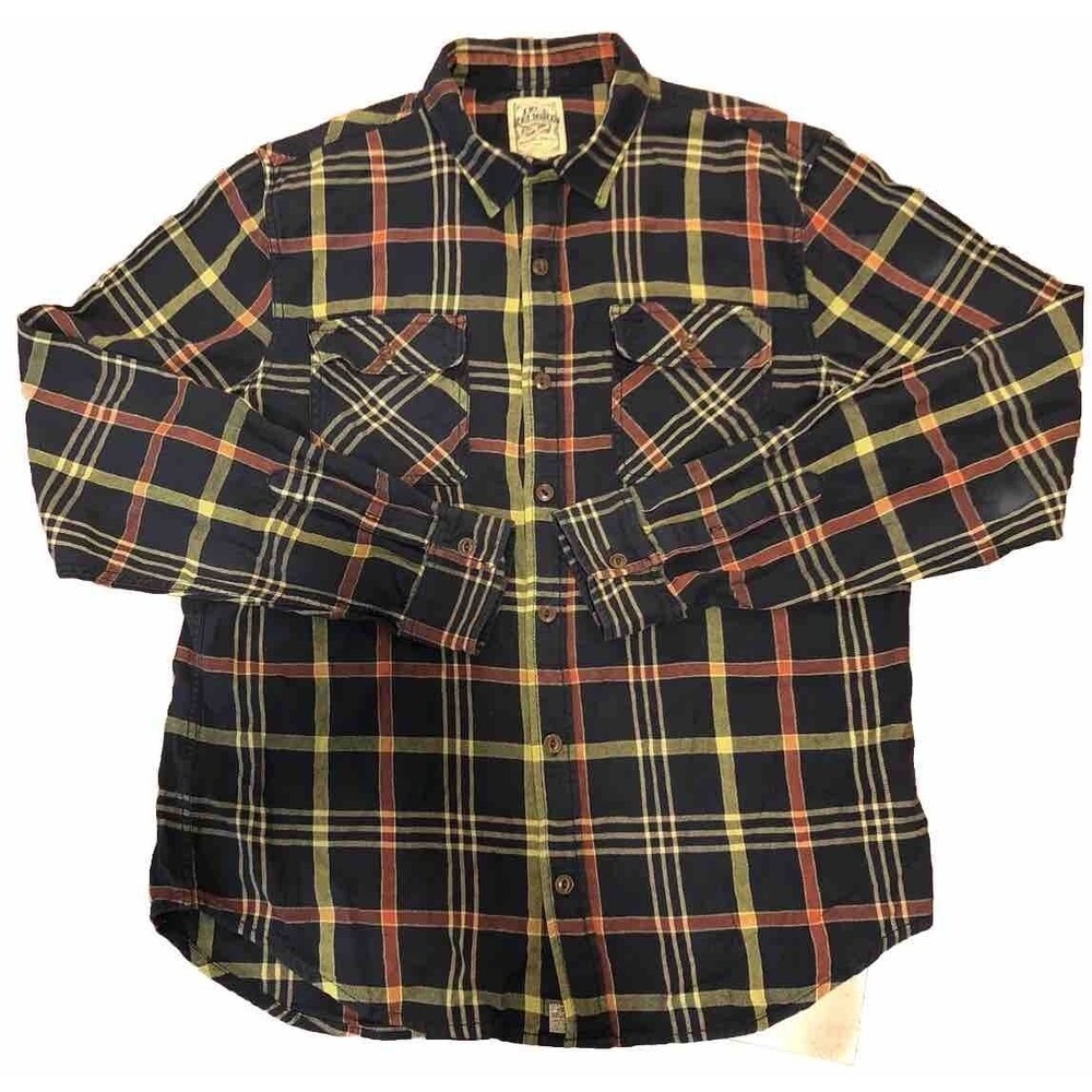 True‎ Religion Men's Plaid Flannel Button Up Shirt Long Sleeve Chest Pockets 2XL